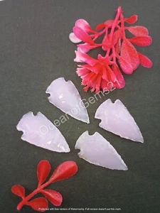 Manmade Rose Quartz Arrowhead Carved Stone, 4 Piece, Loose Cabochon Gemstone lot - Picture 1 of 9