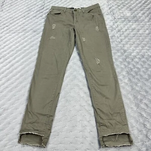Jolt Jeans Womens Juniors 5/27 Olive Green Distressed Fringe Stretch Mid Rise - Picture 1 of 13