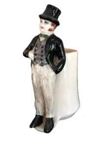 Vintage 50s Ceramic Planter Well-Dressed Gentleman Hand Painted Vase - Picture 1 of 6