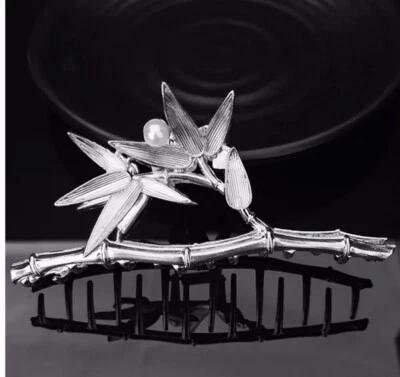 Moda Damas Cabello Perlas de Bambú Garra de Pelo Grande Foto 1 de 4