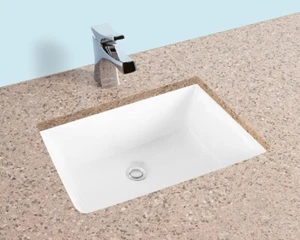 Fiore 20x15 Rectangle Undermount Bathroom Sink, Vitreous Ceramic Lavatory White  - Picture 1 of 3
