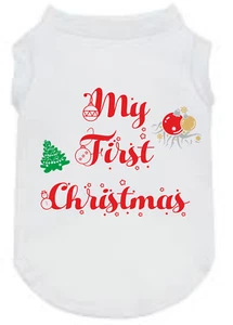 Dog Christmas Tshirt My First Christmas novelty puppy slogan fun festive - Bild 1 von 1
