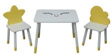 Set di tavoli e sedie per bambini - Stella in legno e nuvola per bambini - giallo/rosa/grigio