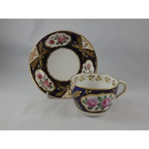 Antique Spode Bute Shape Cup & Saucer English Pink Roses 2232 c. 1814 - Picture 1 of 13