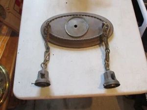 antique brass pendent hanging light lamp fixture ceiling cap 2 bulbs - Picture 1 of 15