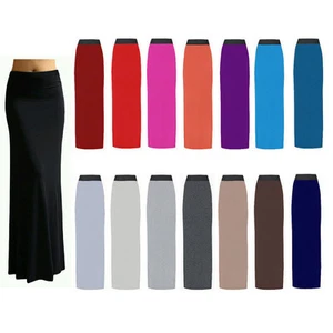 Ladies Womens Gypsy Long Jersey Bodycon Maxi Dress Skirt Ladies Skirt Size 8-26 - Picture 1 of 23