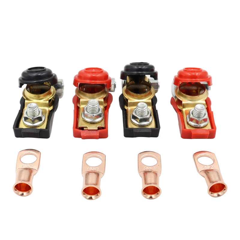Kit duradero de cabezal de pila de cobre puro conector terminal abrazadera batería coche barco 4 piezas Foto 1 de 4