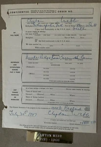 Clifton Webb - Actor - Original RARE Contract - Picture 1 of 3
