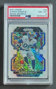 2021 Panini Prizm Aaron Donald #69 WHITE SPARKLE RAMS SSP /20 PSA 8 - Bild 1 von 2