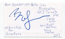 Ben Gunderson Signed 3x5 Index Card Autographed Actress Americas Got Talent