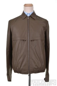 NWT - CESARE ATTOLINI Brown Leather Mens Bomber Jacket Coat - EU 50 / MEDIUM - Picture 1 of 9