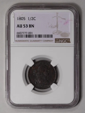 1805 Draped Bust Half Cent 1/2C NGC AU53BN Cover