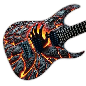 Pegatina gráfica impresa de terror para guitarra o bajo personalizada 'The Lava Hand' - Imagen 1 de 6
