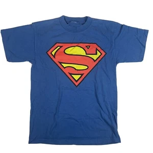 Camisa Azul L Superman DC Comics EE. UU. 1996 Escudo Logo Gráfico De Colección Puntada Única - Imagen 1 de 6