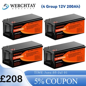 12V 200AH Lithium Battery Rechargeable LiFePO4 15000+ Deep Cycle Solar Panel RV - Picture 1 of 17