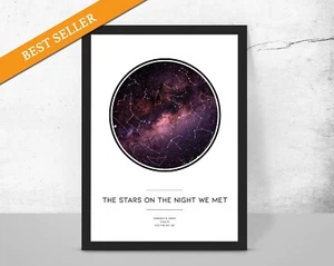 Personalised NIGHT WE MET Custom Star map/ Night sky/ Celestial Christmas gift - Picture 1 of 4