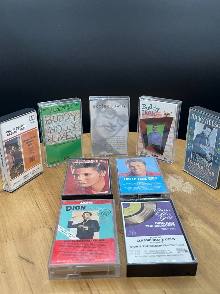 Lot of 9 Oldies Rock n Roll Cassette Tapes Elvis Dion Buddy Holly Chuck Berry - Image 1 of 4