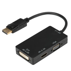3-in-1 Adapter Displayport To /VGA/DVI Multifunction High Definition Con NEW - Afbeelding 1 van 12