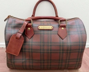 Ralph Lauren Boston Bag Leather Check Brown JAPAN - Picture 1 of 24