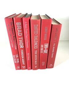 Lot of 6 RED Hardcover Books Silver Letters for Decor Prop Staging Photography - Picture 1 of 11