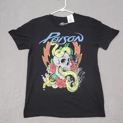 Camisa Poison Para Hombre Mediana Negra Estilo Vintage Estampado Calavera Banda Camiseta Homenaje Foto 1 de 4
