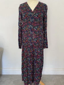 gdg actuel Summer Floral Dress Medium Shift Bright Colours On Black Maxi - Picture 1 of 7