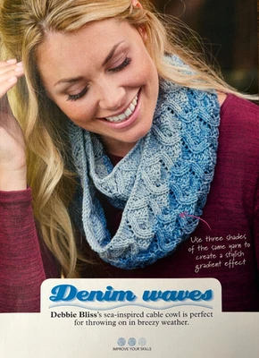 Debbie Bliss knitting pattern ladies DK textured cable cowl scarf - Image 1 of 3