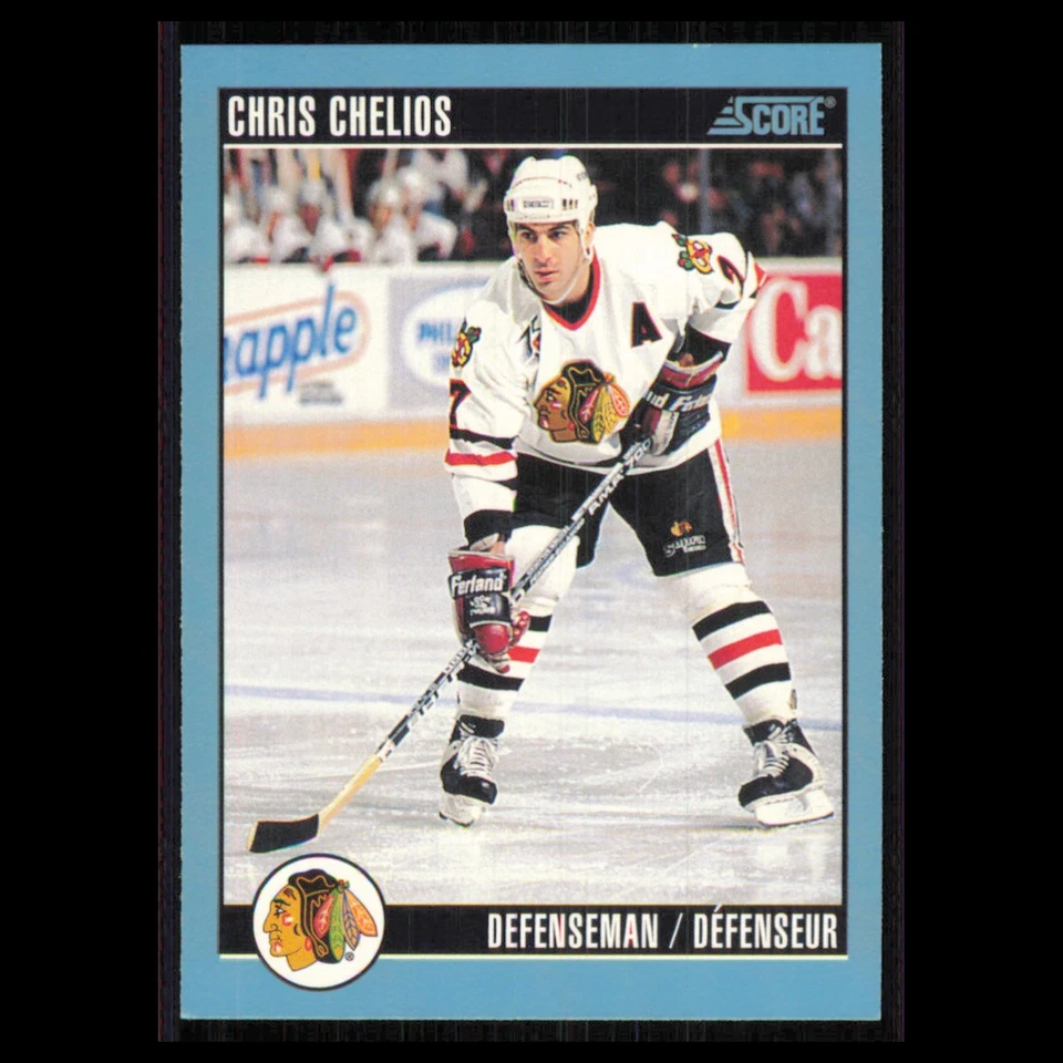 Chris Chelios #2 1992 Score Canadian Chicago Blackhawks Hockey Card NHL NM - Image 1 of 3
