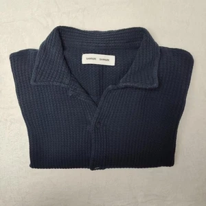 Camisa Samsøe Samsøe Para Hombres 2XL Azul Marino Kvistbro Tejido Gofre Manga Corta Botón - Imagen 1 de 10