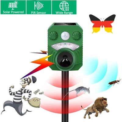 Ultraschall Solar Tiervertreiber Vogelschreck Marder Hunde Abwehr Katzenschreck. - Bild 1 von 4