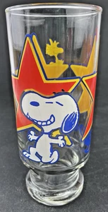 VINTAGE PEANUTS Trinkglas SUPERSTAR Snoopy Charlie Brown & Woodstock - Bild 1 von 6