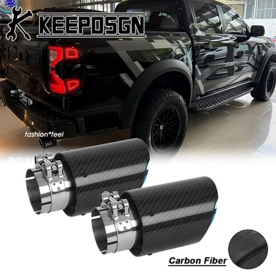 Silenciador de punta de tubo de escape doble salida 2,5"" FIBRA DE CARBONO 2,5"" para Ford Ranger Foto 1 de 4