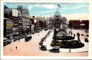 EXCHANGE PLACE from Post Office CITY HALL Providence, Rhode Island RI Postcard - Picture 1 of 2