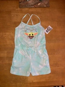 NWT Star Wars Baby Yoda Grogu Tie-Dye shorts Romper little girl Size 4 / 4T - Picture 1 of 5