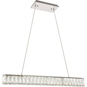 Crystal Chandelier Chrome Kitchen Island Dining Room Ceiling Light Fixture 31 in - Picture 1 of 7