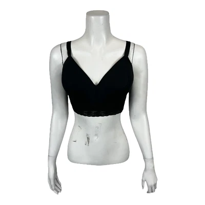 Sujetador contorno Breezies sin costuras de línea larga sin aros con banda de encaje negro talla 40B Foto 1 de 2