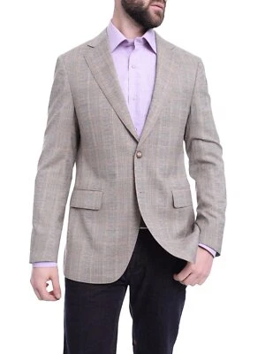 Napoli Slim Fit Brown Plaid Half Canvassed Linen Blend Blazer Sportcoat - Image 1 of 4