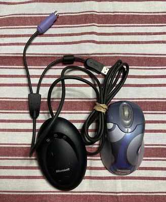 Microsoft Wireless Optical Mouse 2.0 Model 1008 Blue/Sliver w/USB *Tested* - Image 1 of 3