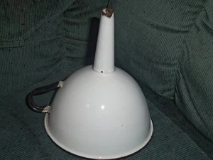Rare Vintage Enamelware White with Black Edge Funnel With Handle GC - Picture 1 of 1