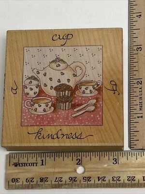 ЧАШКА ДОБРОТЫ СЛОВО ЧАЙНИК КЕКСЫ ЕДА НАПИТОК марки случиться резиновый штамп - Изображение 1 из 4