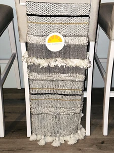 New 50x60 DECORATIVE THROW BLANKET C & C CALIFORNIA BLACK WHITE YELLOW - Picture 1 of 3