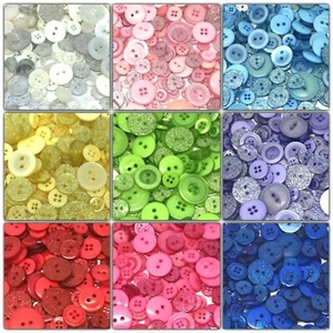 Buttons Craft Card Making Scrapbooking Embellishment 100g Plain and Glitter Mix - Picture 1 of 13