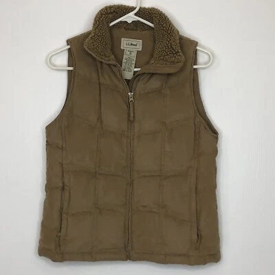 LL Bean Goose Down Quilted Puffer Vest Sherpa Collar Women’s XS - Image 1 of 4