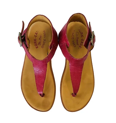 Kork Ease Thong Sandals Size 7 Pink Pebbled Leather Flats Gladiator Boho Goddess - Image 1 of 4