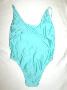 American Apparel Nylon tricot 1pc swimsuit bodysuit size XL shiny aqua high cut - Picture 1 of 4