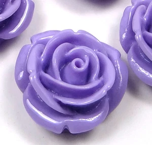 20mm Resin Coral Rose Flower Flatbacks Scrapbooking Cabochons - Lavender (8) - Picture 1 of 2