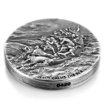 2017 2 oz .999 Silver Coin Jesus Calms the Sea - Biblical Coin Series #A493 - Image 1 of 4
