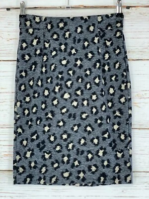Falda Lápiz Ann Taylor LOFT XSP Gris Estampado Leopardo Elastizada Tejida Forrada Mob Wife Foto 1 de 4