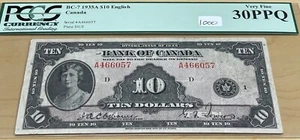1935 Bank of Canada $10 - PCGS Very Fine 30PPQ - S/N: A466057/D - Picture 1 of 2
