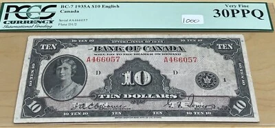 1935 Bank of Canada $10 - PCGS Very Fine 30PPQ - S/N: A466057/D - Image 1 of 2